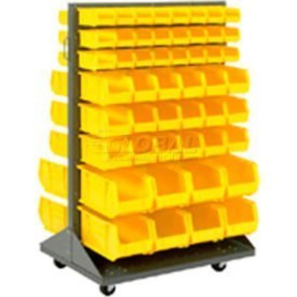 Global Equipment Mobile Double Sided Floor Rack - 100 Yellow Stacking Bins 36 x 55 603392YL